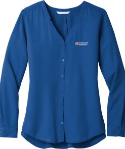 Ladies Long Sleeve Button-Front Blouse